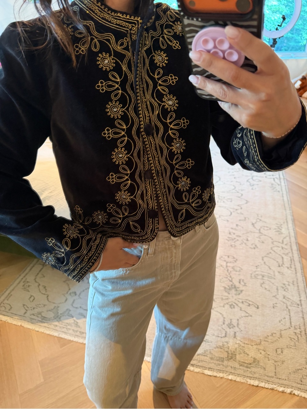 Rixo
Denver embroidered cotton jacket